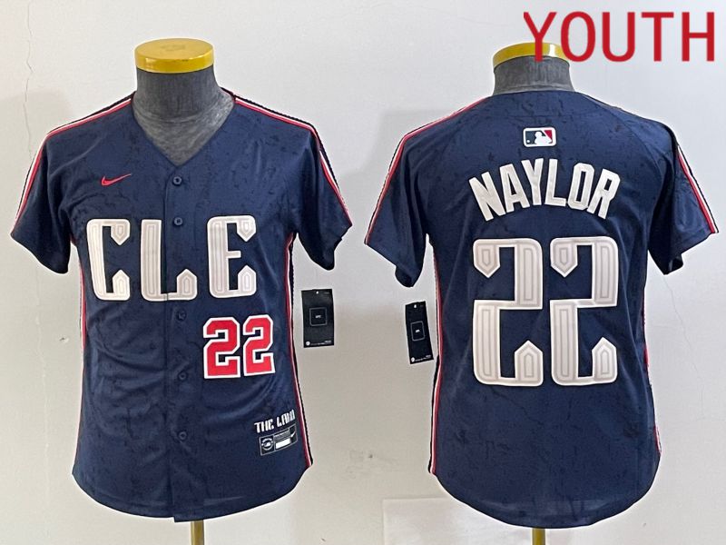 Youth Cleveland Indians #22 Naylor Blue City Edition Nike 2024 MLB Jersey style 3->youth mlb jersey->Youth Jersey
